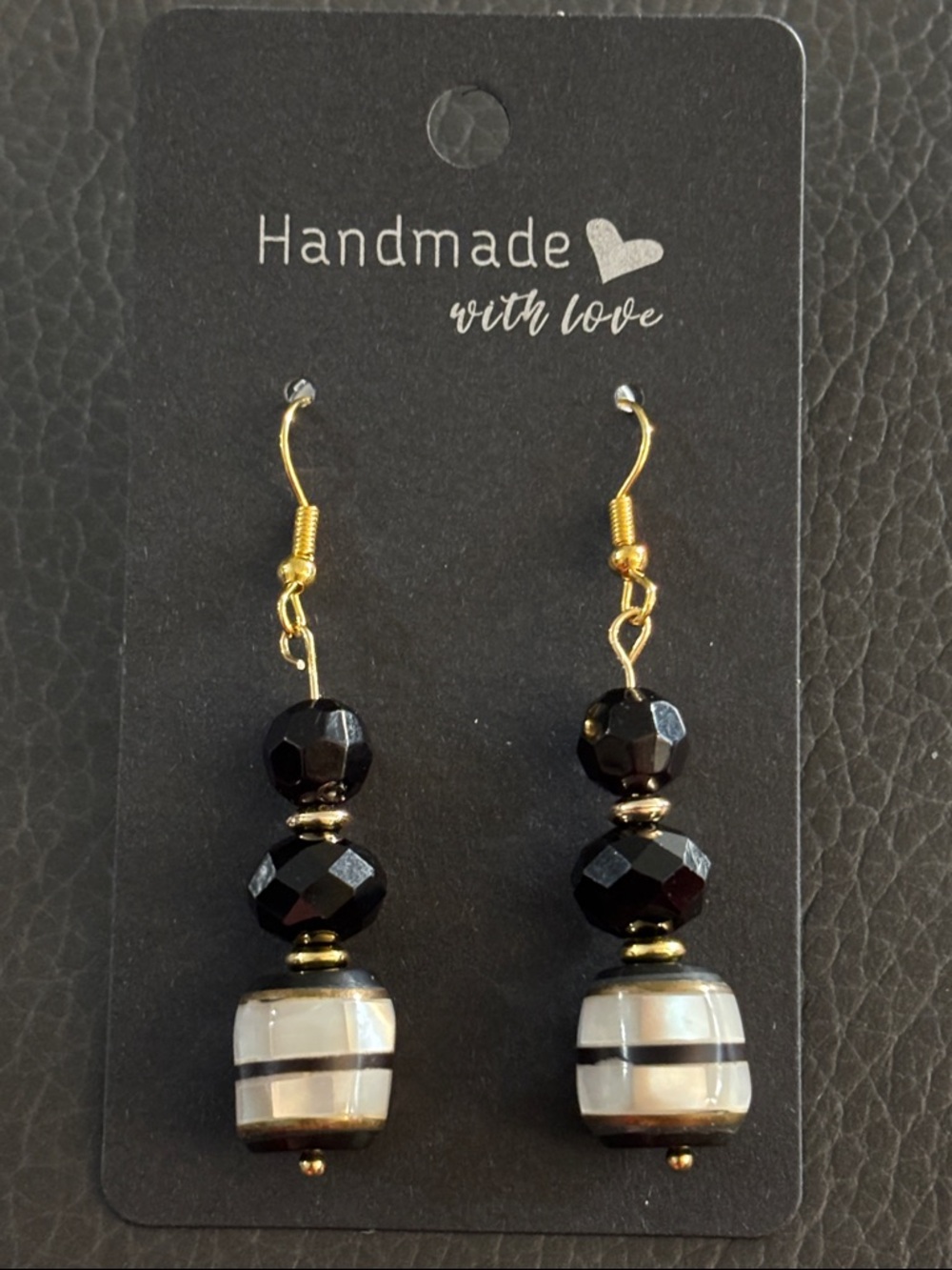 Handmade Gold-Tone Mother of Pearl inlay Earrings